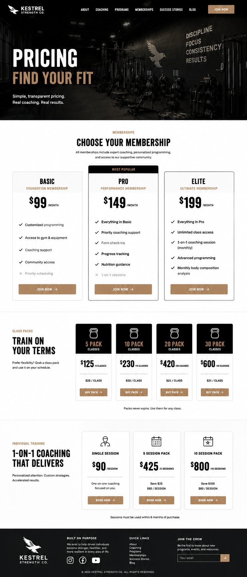 Pricing design mockup